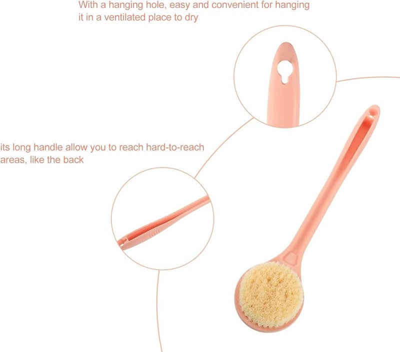 Pink Long Handle Back Scrubber Bath Brush with Soft Bristles Body Exfoliating Tool for Men and Women - Image 5